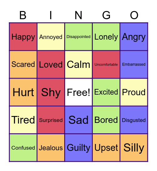 Emotion Bingo Card