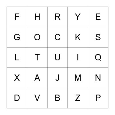 Spanish Letter Bingo Card