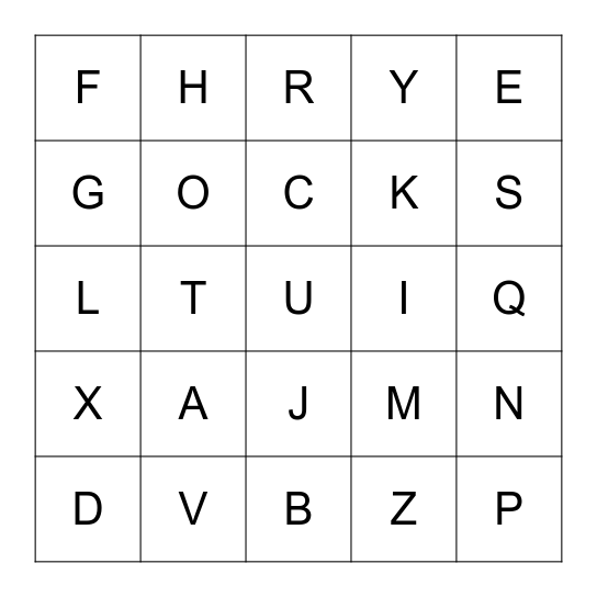 Spanish Letter Bingo Card