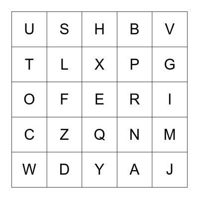 Spanish Letter Bingo Card