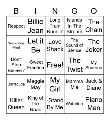 70's Singo Bingo Card