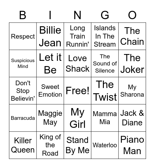 70's Singo Bingo Card