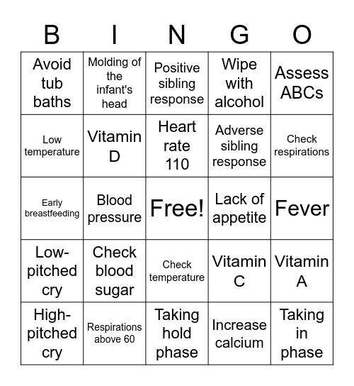 Week 6 Bingo Card