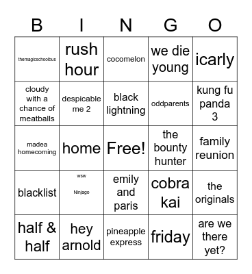 shows on Netflix Bingo Card