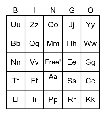 Alphabet Bingo Card