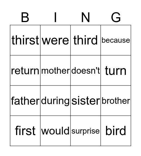 Grade 2, Unit 2-2 Bingo Card