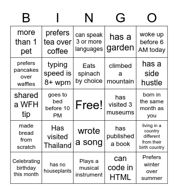 Customer Service Week Bingo Card