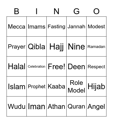 Fatima's Takleef Bingo Card