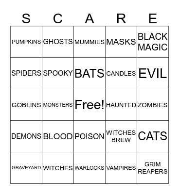 HALLOWEEN SCARE Bingo Card