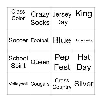 Homecoming BINGO Card