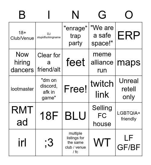 FF14 PF BINGO Card