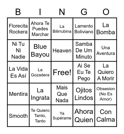 ¡MÚSICA LATINA! Pt. 3 Bingo Card