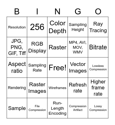 Testout 2.4 Media Formatting Bingo Card