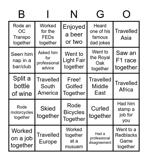 Roch Bingo Card