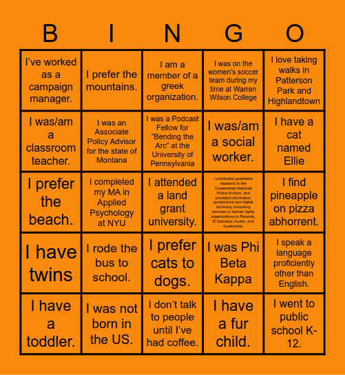 Person Bingo Card