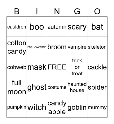 Halloween Bingo Card