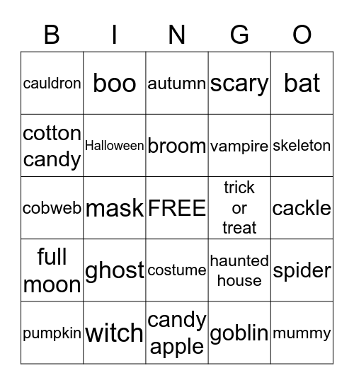 Halloween Bingo Card