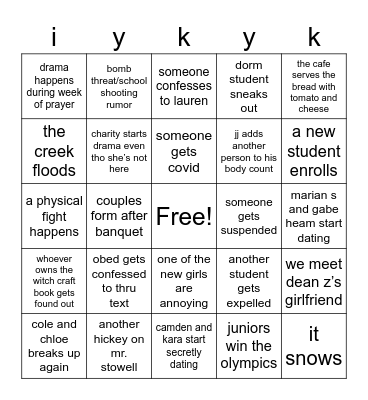ifykyk oaa 2022 Bingo Card