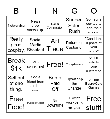Vendor Bingo Card