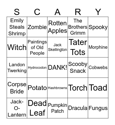 Hollaween Bingo Card