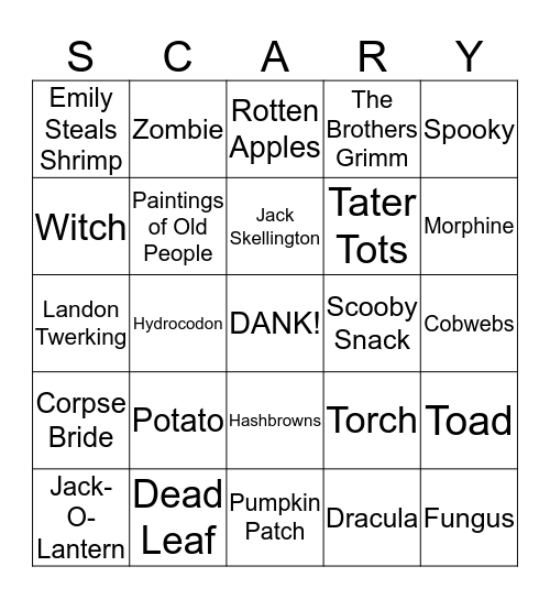 Hollaween Bingo Card