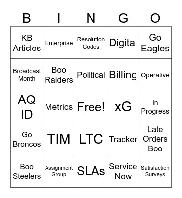 Liaison Customer Service! Bingo Card