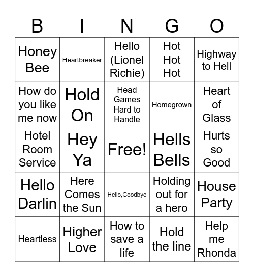 H Bingo Card