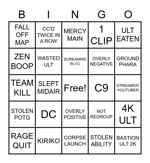 OW QUEUE Bingo Card