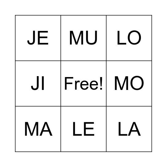 BINGO DAS FAMÍLIAS Bingo Card