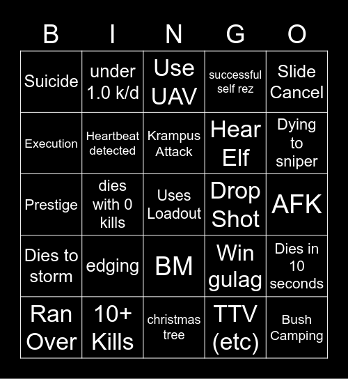 Big Puffer Warzone Bingo Card