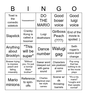 Mario mobie real ! Bingo Card