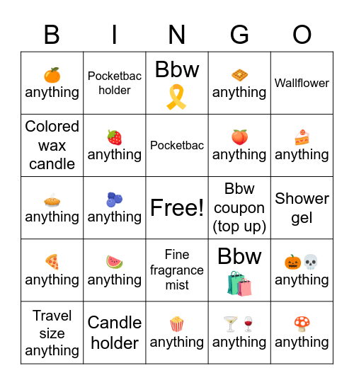 Bath & Body Works Bingo Card