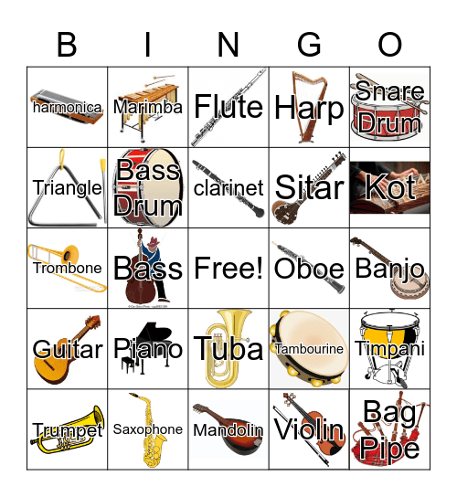 Instruments Bingo Card