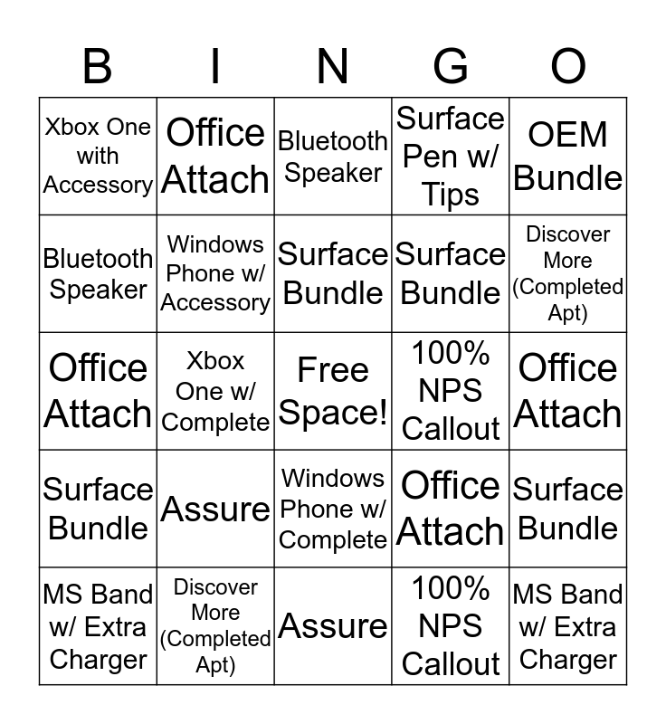 Week 1 Nov 1st to 7th Bingo Card