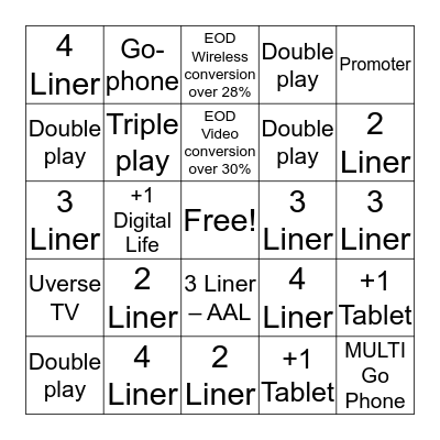 Sales Bingo Card