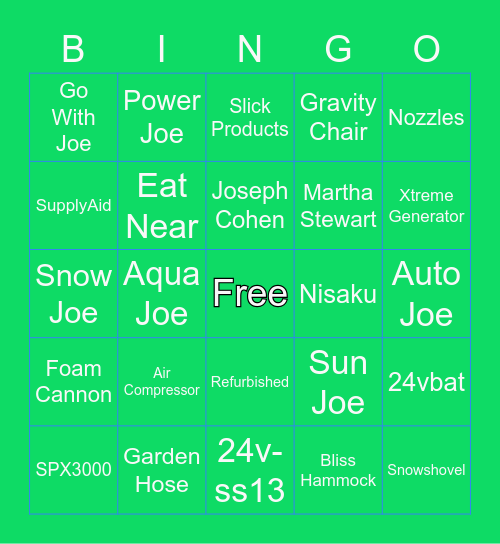 BINGO JOE Bingo Card