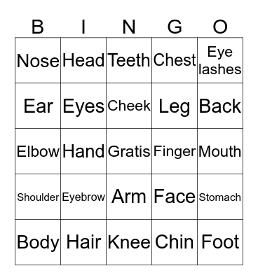 El Cuerpo Bingo Card