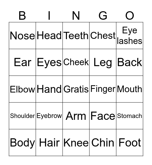El Cuerpo Bingo Card