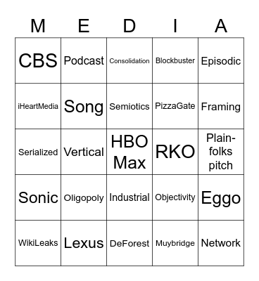 MEDIA Bingo Card