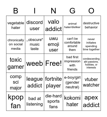 red flags bingo card Bingo Card