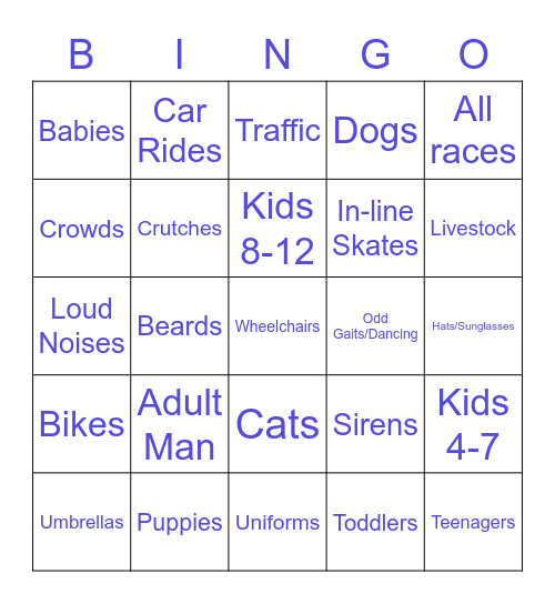 Socialization Bingo Card