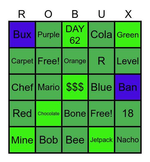 Roblox Bingo Card