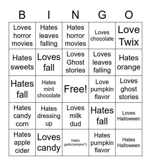 Cab Halloween #1 Bingo Card