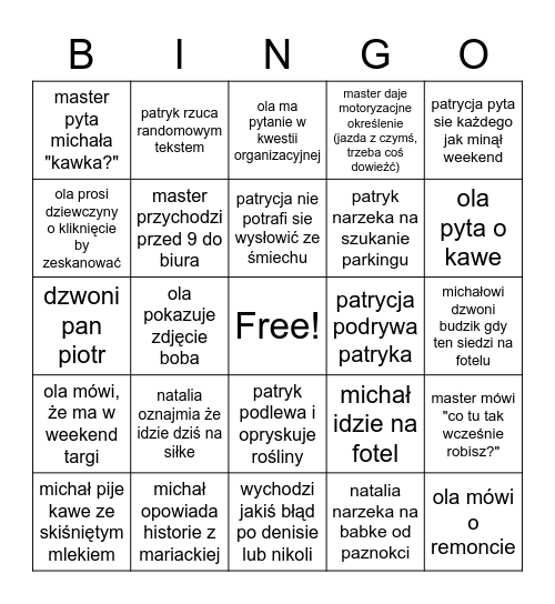 OFF-SITE Bingo Card