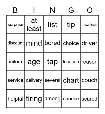 111-1 G9 L2 Vocab Bingo Card