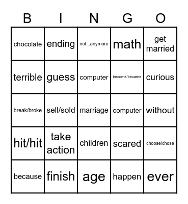 G8 L2 Vocab Bingo Card