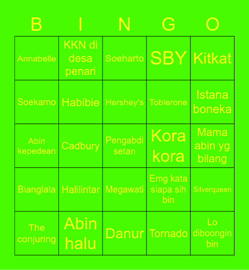 Sohee Bingo Card