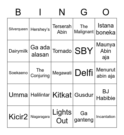 J Bingo Card