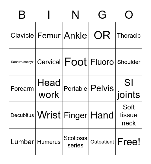 Rad Tech Week Bingo Card