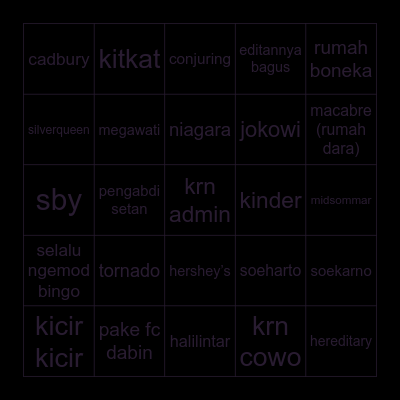 krystal’s Bingo Card